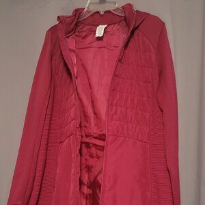 Brand NEW! Womens Tek Gear Long Mixed Media Jacket (Large) Sangria